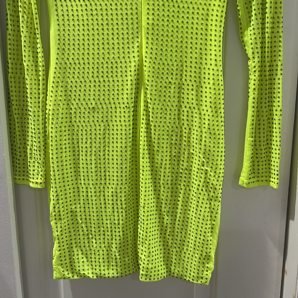 NWT Mew Mews Neriah Crystal‎ Embellished Mini Dress In Green - Picture 16 of 17